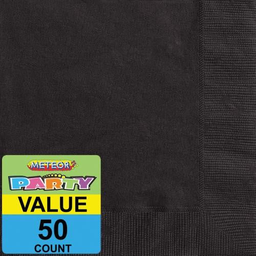 Midnight Black 50 Luncheon Napkins 2ply 33cm x 33cm (13" x 13"